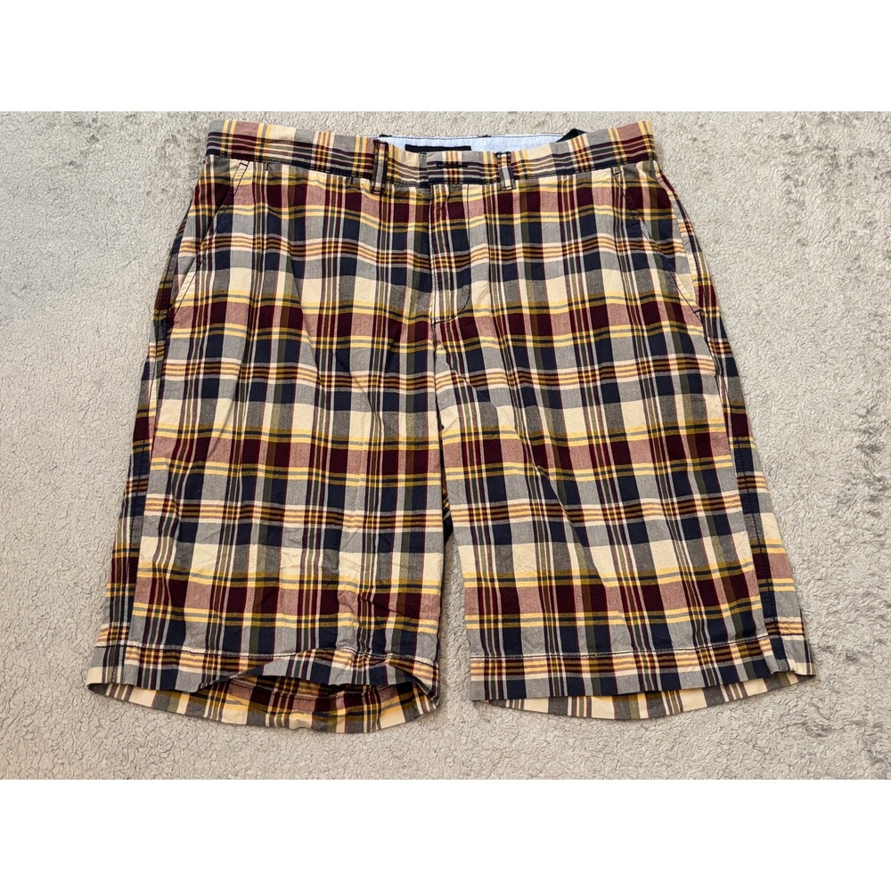 Tommy Hilfiger Mens Plaid Chino Shorts Size 34 Multicolor Cotton Casual Preppy